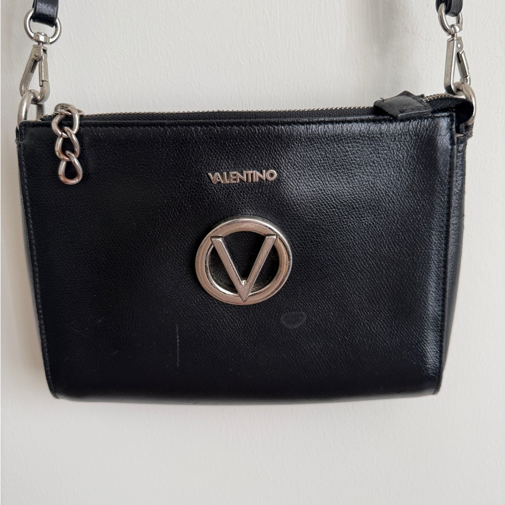 Valentino Black Crossbody Bag with Silver Accents